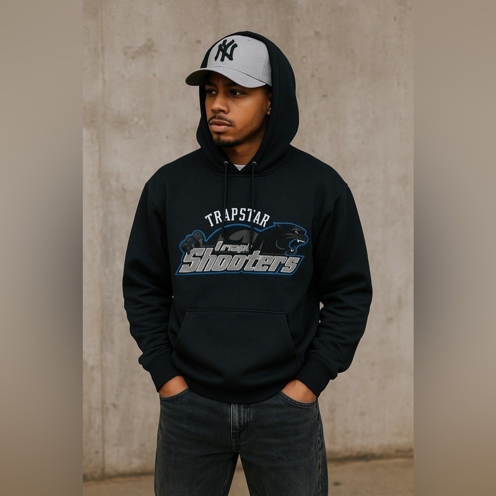 Trapstar Shooters Panther Graphic Hoodie Black Streetwear Pullover Medium
